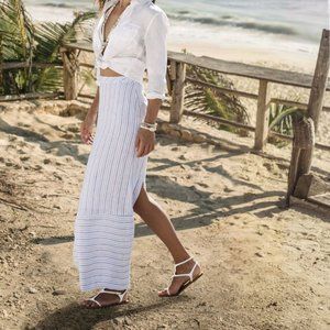 NWT Island Company 100% Linen Long Maxi Skirt Boho Beach Size L